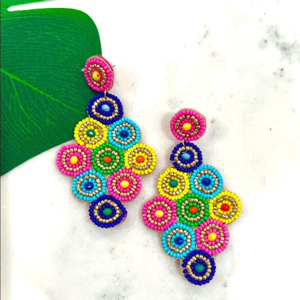 Handmade Beaded Multicolored Earrings